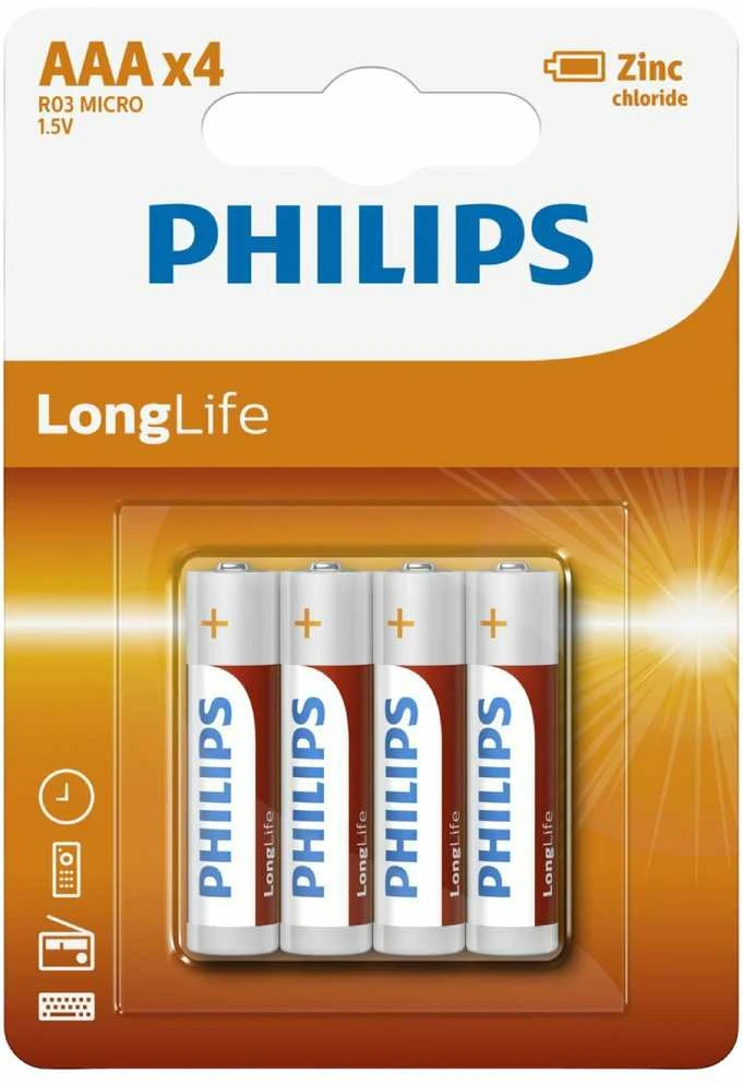 Baterijos Philips AAA Longlife 4 vnt.