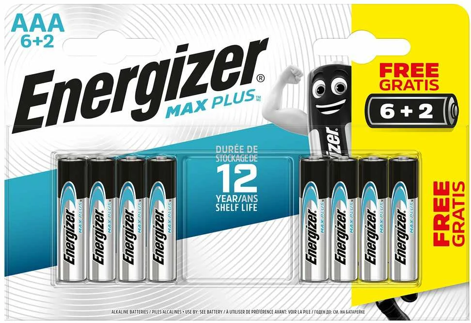Energizer AAA MAX Plus baterijos, 8 vnt pakuotė