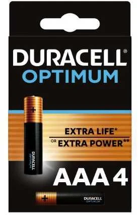 Elementai DURACELL OPTIMUM. AAA/LR03. 1.5V. 4 vnt