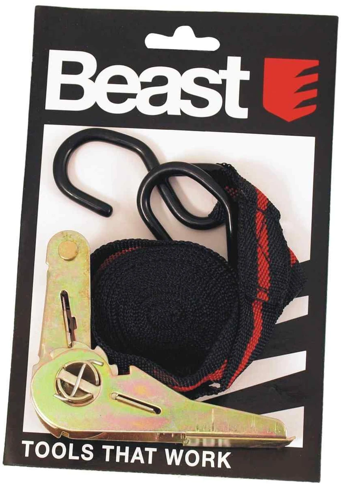 Beast Krovinių diržas 5m x 25mm su kabliais