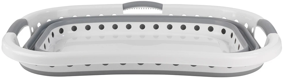 Beldray LA072979PGRYFEU7 Collapsible Hip Hugger Laundry Basket 37L, Baltas/Pilkas
