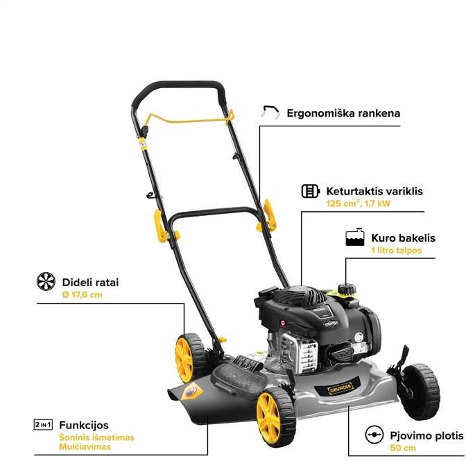 Benzininė vejapjovė Grunder M510I-1-BS450E, 50 cm