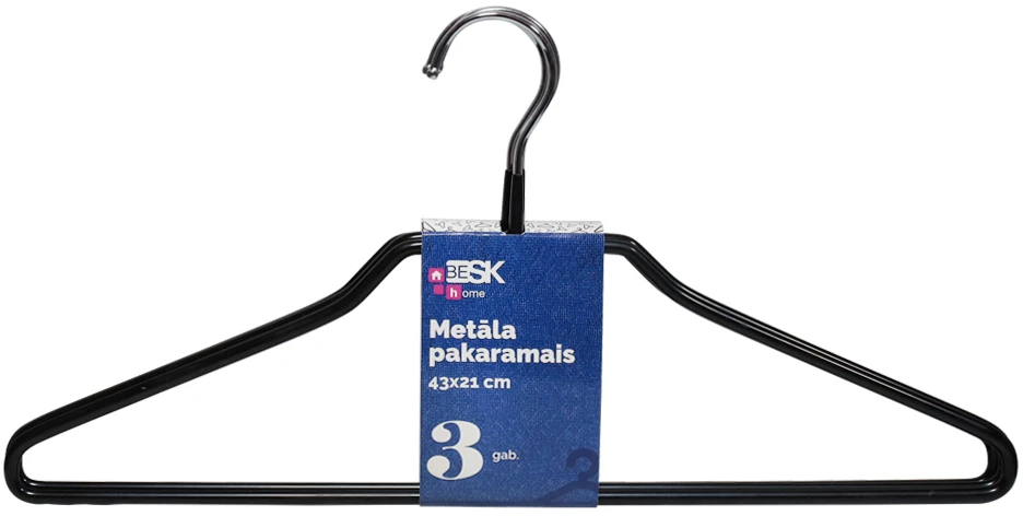 Besk Drabužių pakaba metalinė 43x21cm, 3vnt.