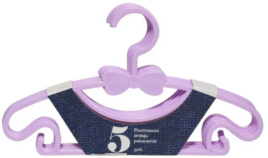 Besk Plastikinės drabužių pakabos 30x17cm 5vnt. Rožinė