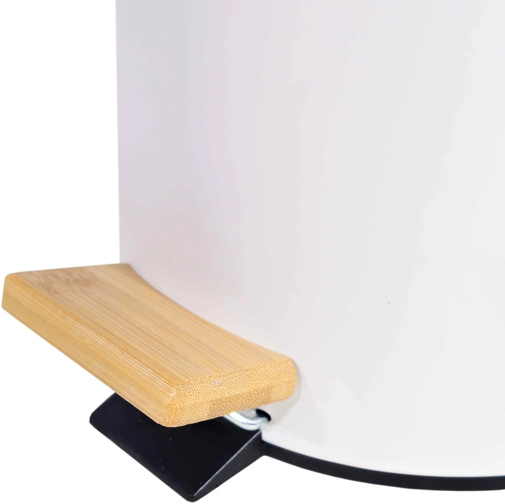 Besk DIANA Pedalinis kibiras 3L baltas, su bambukiniu dangteliu, soft close