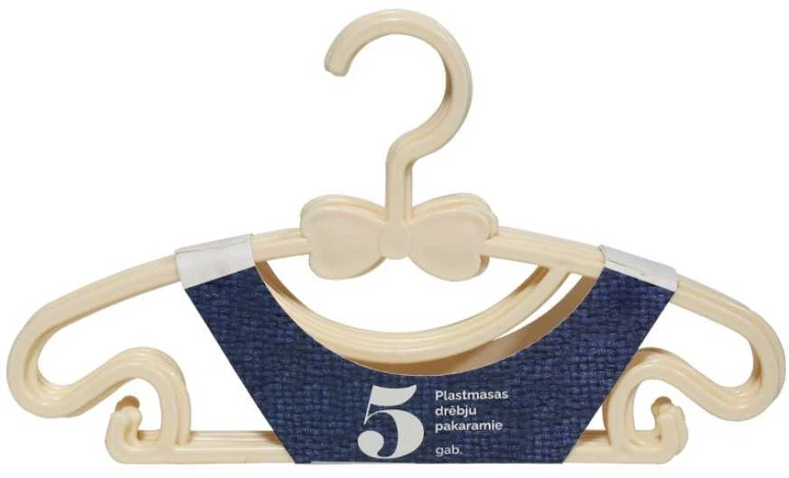 Plastikinės drabužių pakabos BESK 30x17cm 5vnt Balta