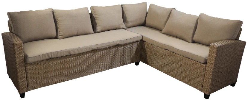 Lauko baldų komplektas Besk Sodo komplektas, stalas su kampine sofa