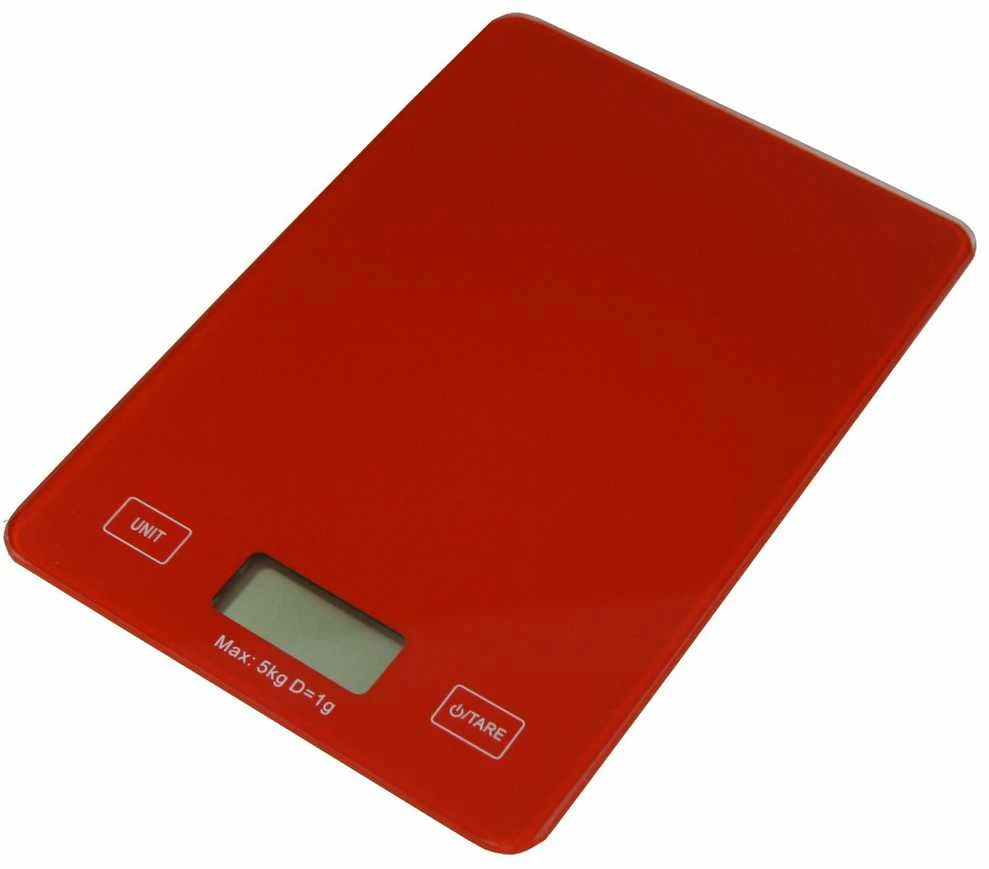 Besk Skaitmeninės virtuvinės svarstyklės 5kg, raudonos