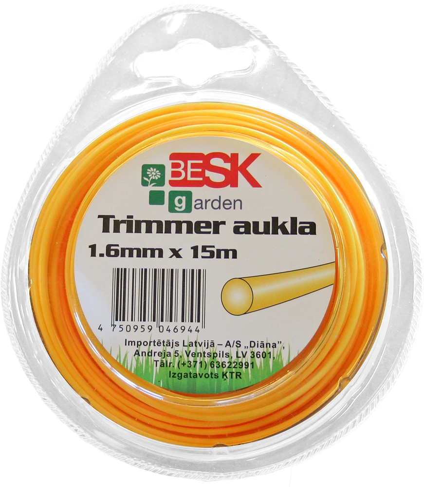 Besk Trimmerio aukla 1.6mm x 15m Apvali