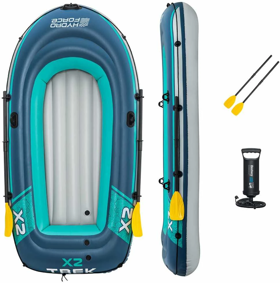 Bestway Pripučiama TREK X3 pontono valtis 3 kamerų, 360 kg apkrovai, su irklais ir pompa