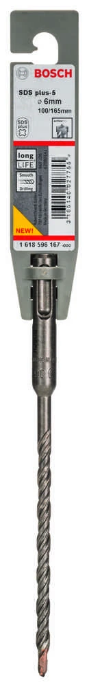 Bosch SDS-plus-5 grąžtas (S4L) 6 x 100 x 165 mm,1 vnt.