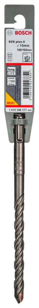 Bosch SDS-plus-5 grąžtas (S4L) 10 x 100 x 165 mm,1 vnt.