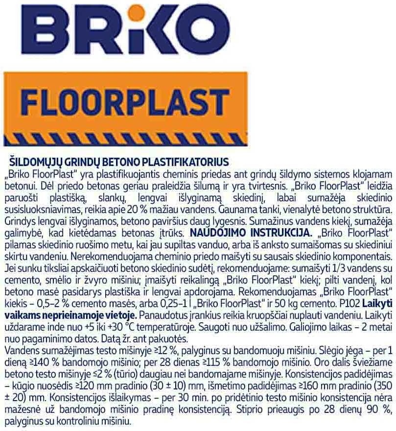 Betono plastifikatoriai Briko Plastifikatorius betonui Floorplast 4-108, 5 l