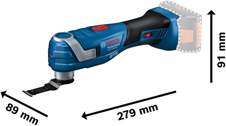 Akumuliatorinis daugiafunkcis įrankis BOSCH GOP 18V-34 be akumuliatoriaus ir kroviklio, kartoninė pakuotė