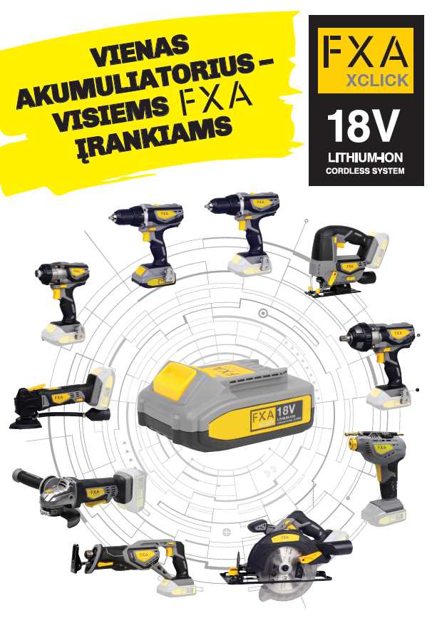 Grąžtas Akumuliatorinis smūginis gręžtuvas Fxa JD6310C be akumuliatoriaus, 18 V, 2 Ah