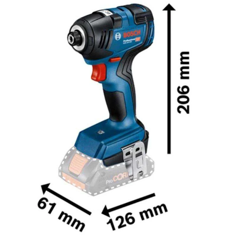 Smūginis veržliasūkis Bosch GDR 18V-200; 18 V (be akumuliatoriaus ir pakrovėjo)