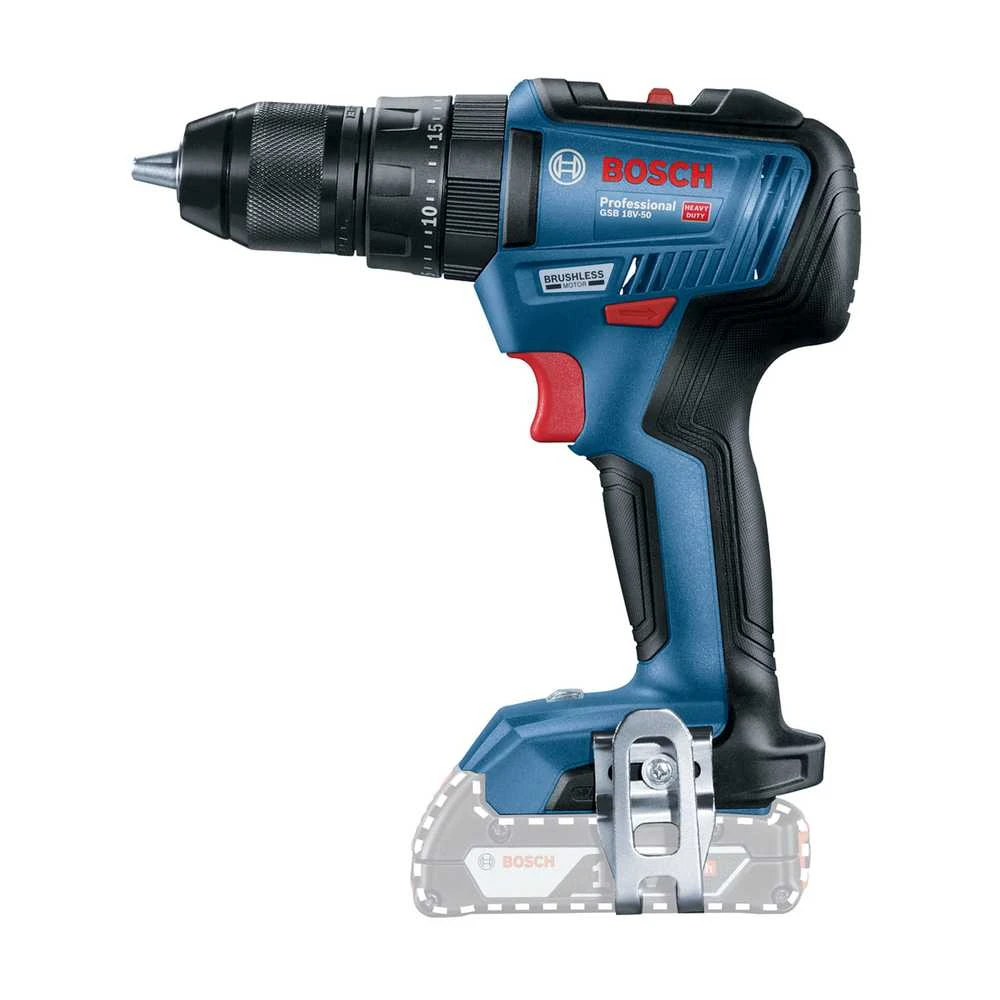 Akumuliatorinis smūginis suktuvas/gręžtuvas Bosch GSR 18V-50, 1x2Ah + 1x5Ah. lagaminas