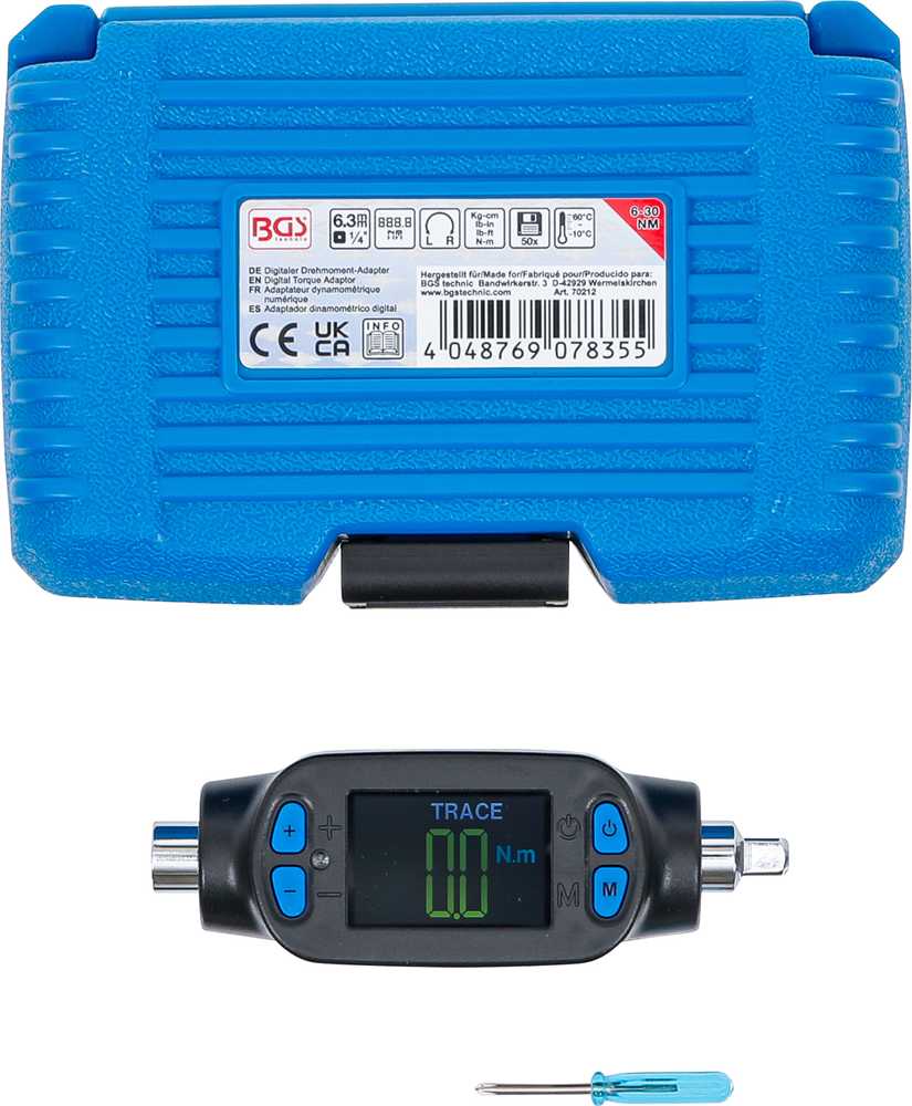 Bgs Technic Skaitmeninis sukimo momento adapteris | 6.3 mm (1/4") | 6 - 30 Nm (70212)