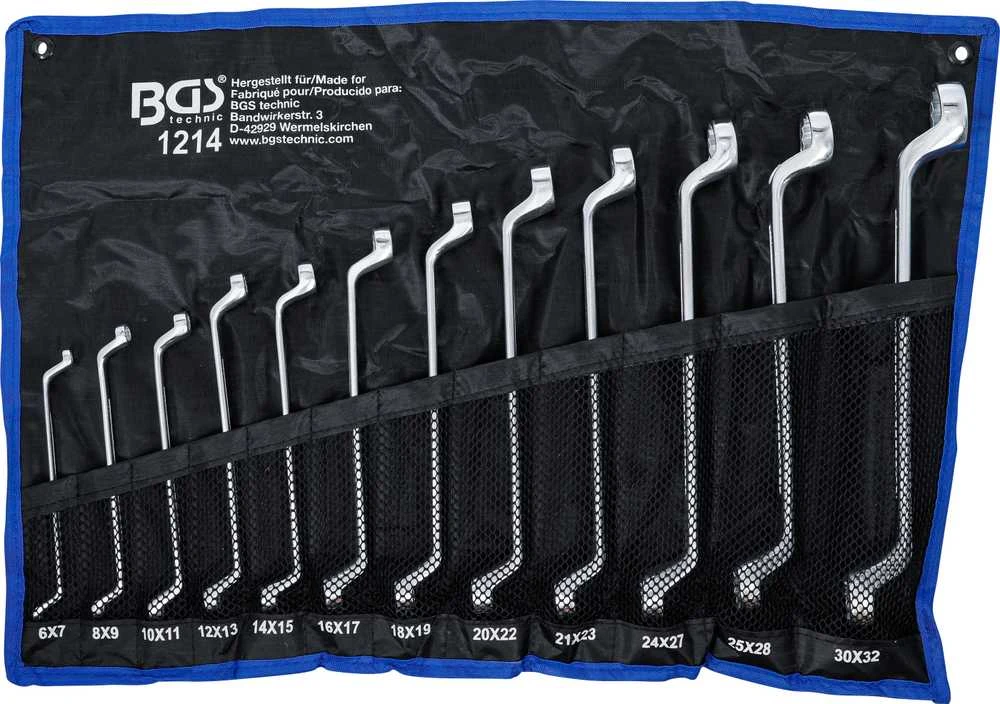 Bgs Technic Kilpinių raktų rinkinys | lenkti galai | 6x7 - 30x32 mm | 12 vnt. (1214)