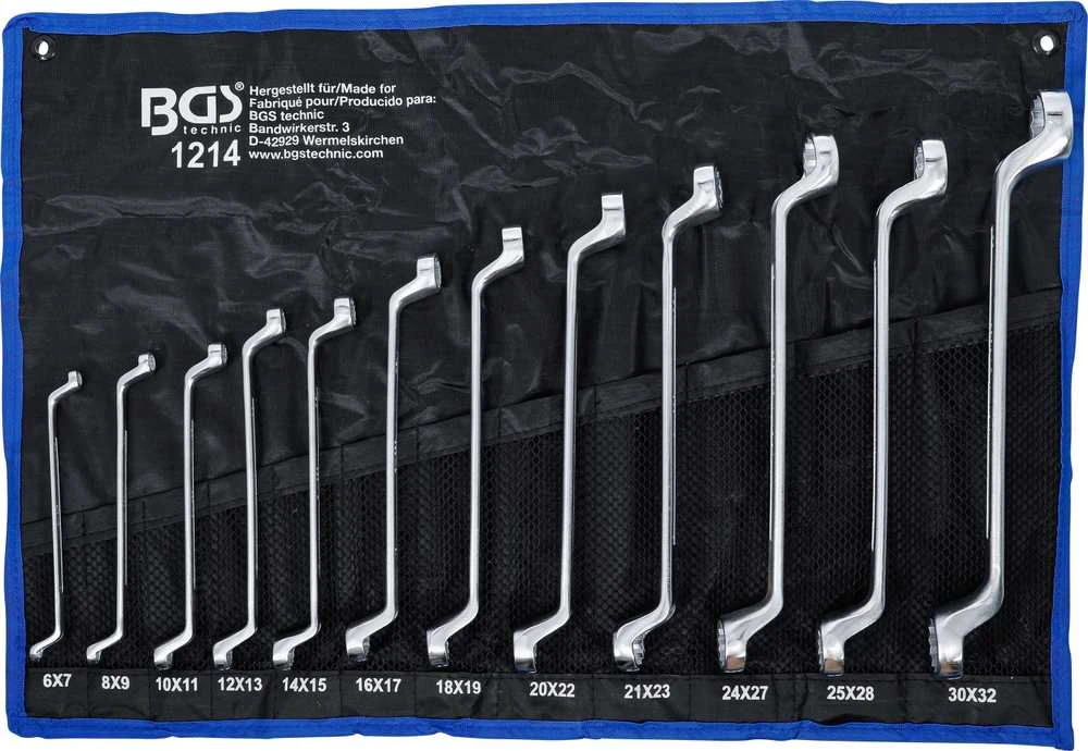 Bgs Technic Kilpinių raktų rinkinys | lenkti galai | 6x7 - 30x32 mm | 12 vnt. (1214)