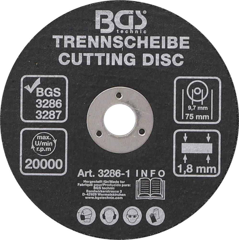 Bgs Technic Pjovimo diskas pneumatiniam diskiniam pjovikliui | Ø 75 x 1,8 x 9,7 mm (3286-1)