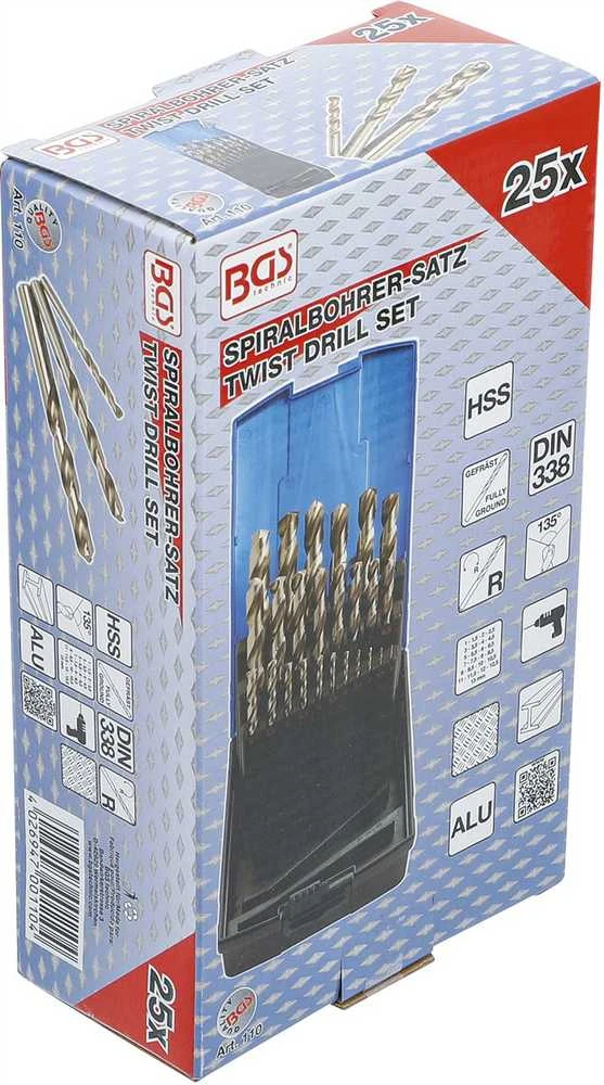 Grąžtas Bgs Technic Grąžtų komplektas HSS | Ø 1 - 13 mm | 26 vnt (110)