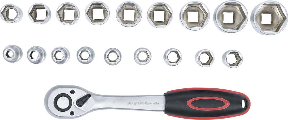 Bgs Technic Galvučių rinkinys su terkšle | 12,5 mm (1/2") | 8-32 mm | 19 vnt. (B15110)