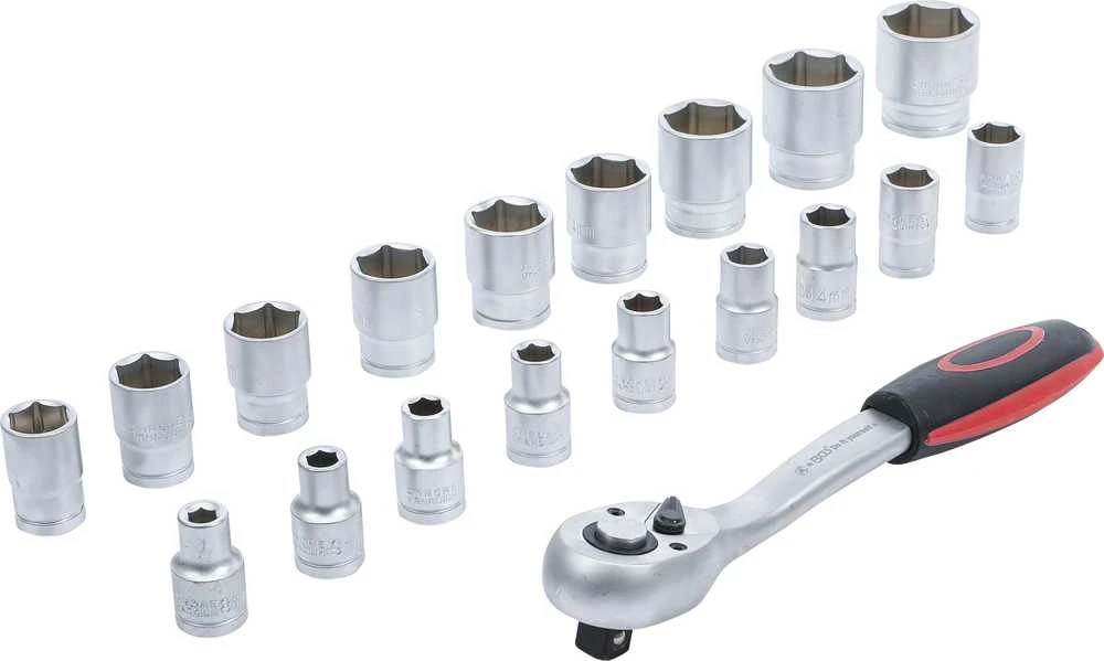 Bgs Technic Galvučių rinkinys su terkšle | 12,5 mm (1/2") | 8-32 mm | 19 vnt. (B15110)