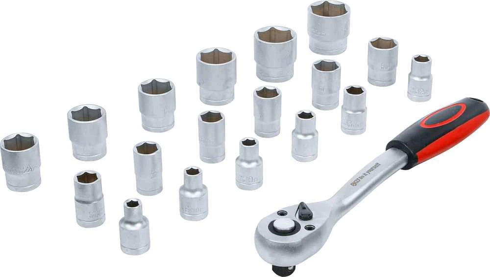 Bgs Technic Galvučių rinkinys su terkšle | 12,5 mm (1/2") | 8-32 mm | 19 vnt. (B15110)