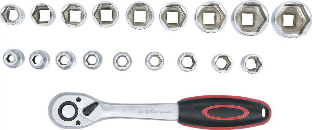 Bgs Technic Galvučių rinkinys su terkšle | 12,5 mm (1/2") | 8-32 mm | 19 vnt. (B15110)