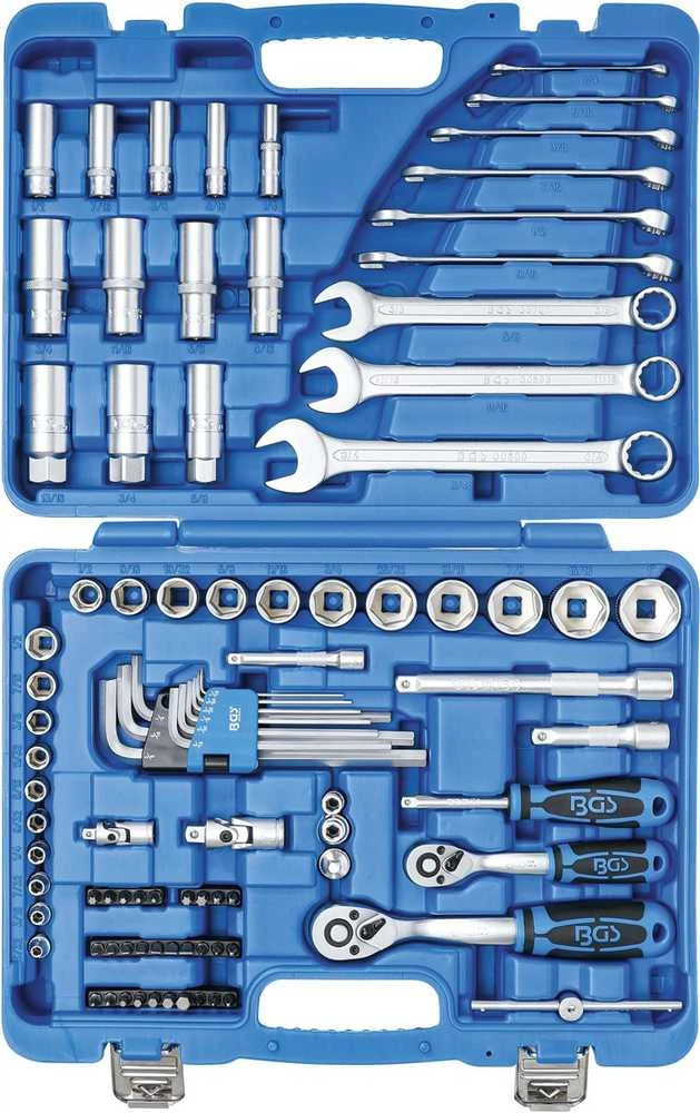 Bgs Technic Galvučių ir raktų rinkinys | 6.3 mm (1/4") / 10 mm (3/8") | Coliniai dydžiai | 92 vnt. (2299)