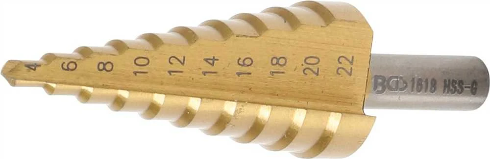 Bgs Technic Grąžtas skylės (pa)platinimui pakopinis | Titano nitridas | Ø 4 - 22 mm (1618)