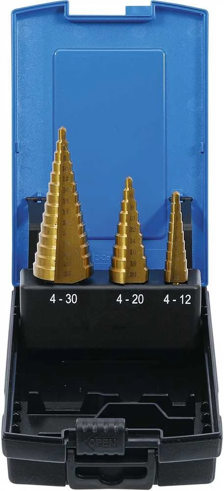 Grąžtas BGS Pakopinių grąžtų rinkinys – 4–30 mm – 3 vnt.