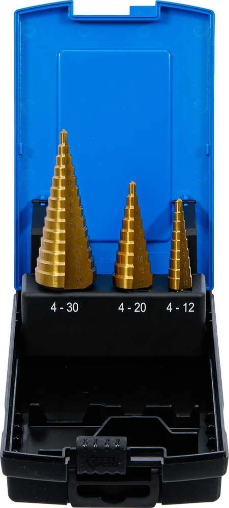 Grąžtas BGS Pakopinių grąžtų rinkinys – 4–30 mm – 3 vnt.