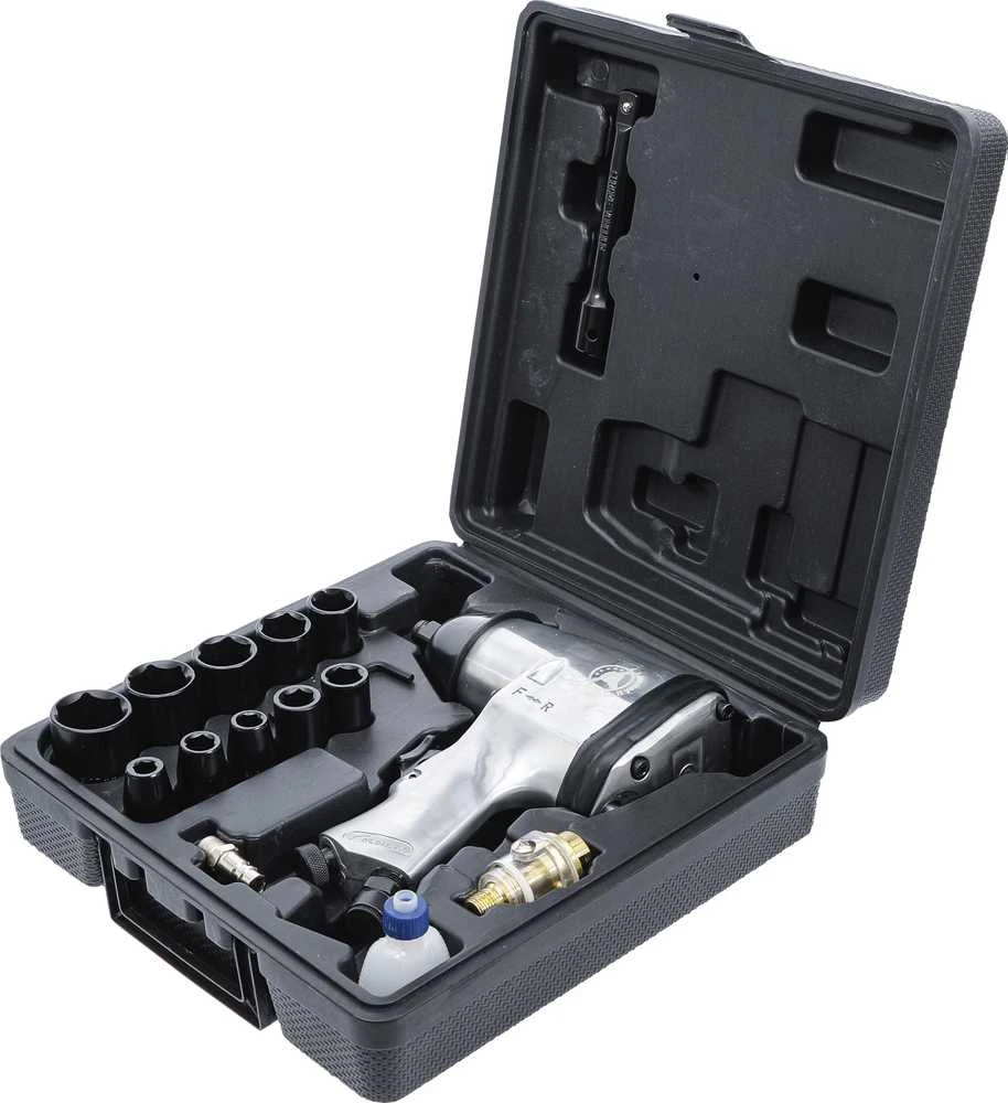 Grąžtas BGS Pneumatinis smūginis veržliaraktis su galvu rinkiniu - 312 Nm - 1/2" jungtis - 16 vnt.