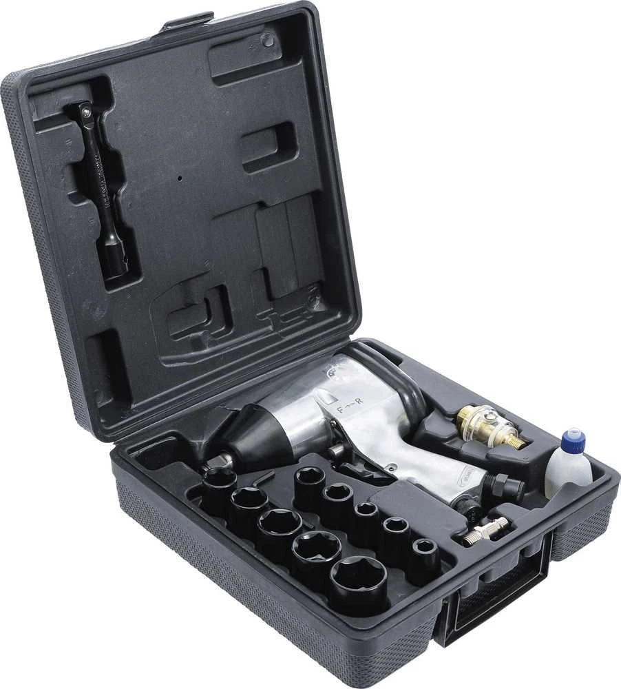 Grąžtas BGS Pneumatinis smūginis veržliaraktis su galvu rinkiniu - 312 Nm - 1/2" jungtis - 16 vnt.