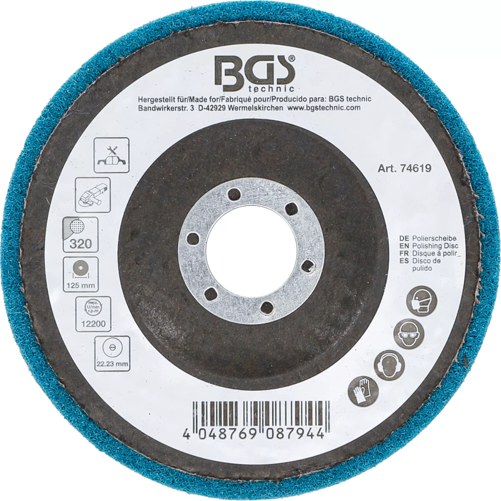 Bgs Technic Poliravimo diskas | Aliuminio oksidas | Ø 125 mm | Grūdelių dydis 320 (74619)