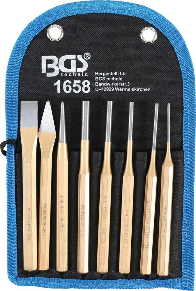 Bgs Technic Išmušėjų rinkinys | 150 mm | įskaitant kaltus + centro žymeklį | 8 vnt. (1658)