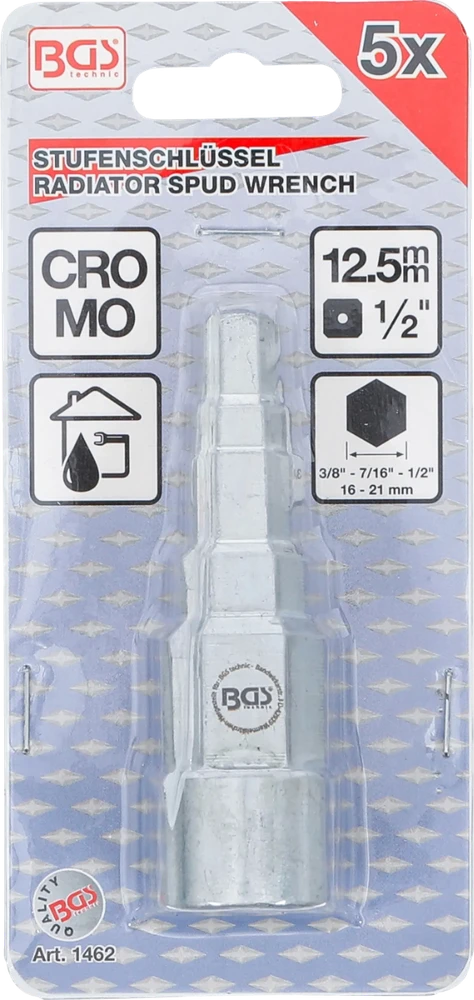 Bgs Technic Raktas pakopinis santechnikai / radiatoriui | 12,5 mm (1/2") | 5 pakopos (1462)