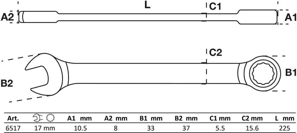 BGS Reversinis kombinuotas raktas – 17 mm