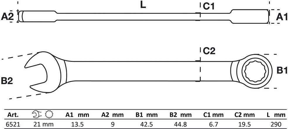 Bgs Technic Raktas kombinuotas terkšlinis | 21 mm (6521)