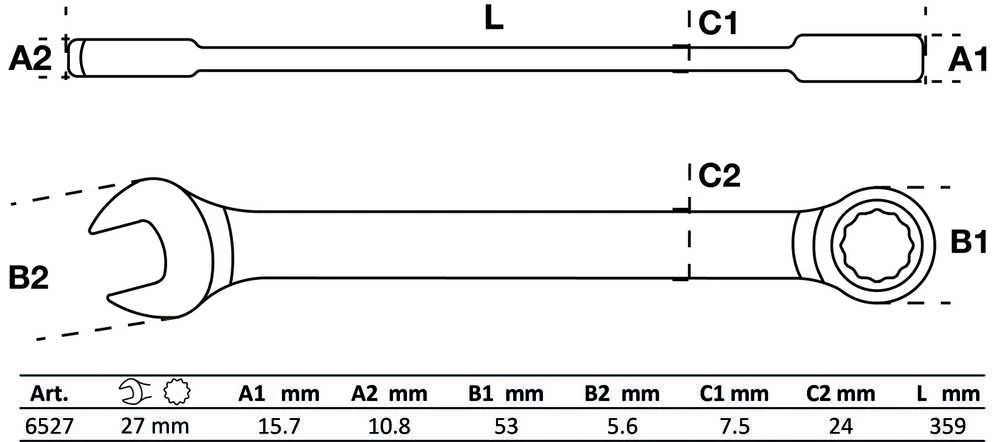 Bgs Technic Raktas kombinuotas terkšlinis | 27 mm (6527)