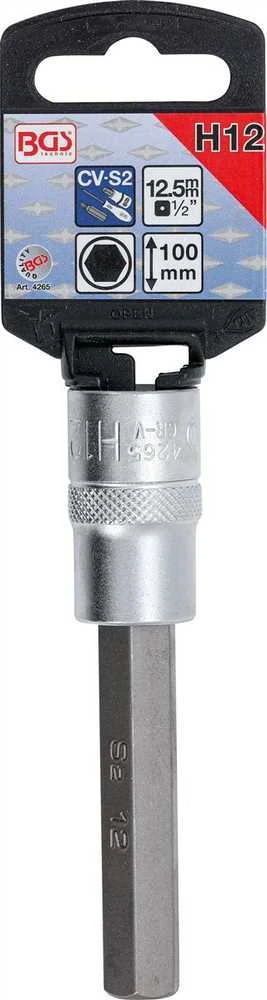 Bgs Technic Antgalis įpresuotas į galvutę | ilgis 100 mm | 12,5 mm (1/2") | hex šešiakampis 12 mm (4265)