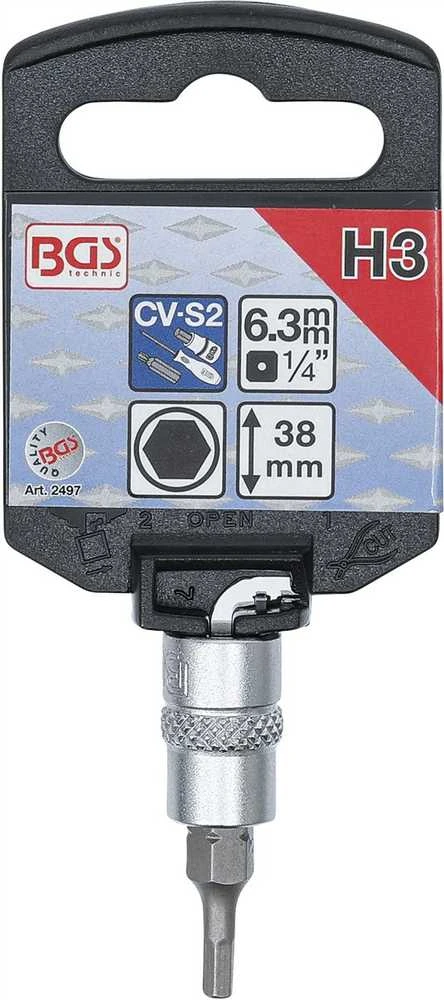 Grąžtas Bgs Technic Antgalis įpresuotas į galvutę | 6,3 mm (1/4") | hex šešiakampis 3 mm (2497)