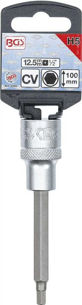 Bgs Technic Antgalis įpresuotas į galvutę | ilgis 100 mm | 12,5 mm (1/2") | hex šešiakampis 5 mm (4260)