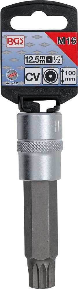 Bgs Technic Antgalis įpresuotas | ilgis 100 mm | 12.5 mm (1/2") | Spline su skyle (XZN) M16 (4357)