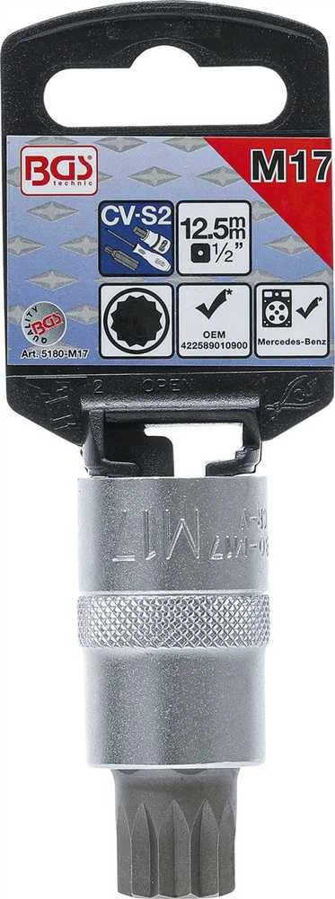 Bgs Technic Antgalis įpresuotas į galvutę | 12,5 mm (1/2") | Spline (XZN) M17 (5180-M17)