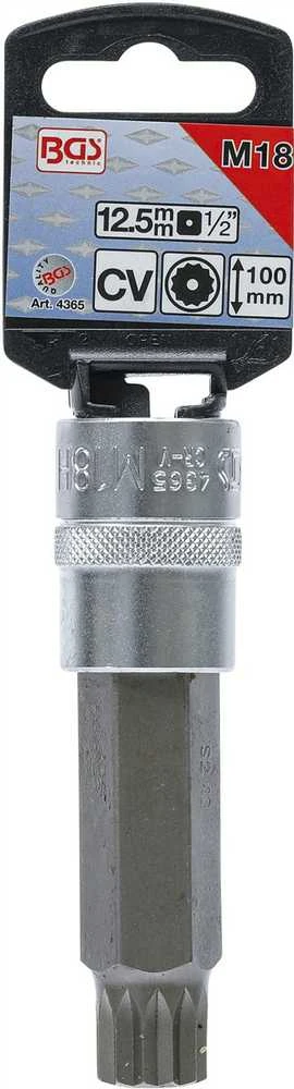 Bgs Technic Antgalis įpresuotas į galvutę | ilgis 100 mm | 12,5 mm (1/2") | Spline su skyle (XZN) M18 (4365)