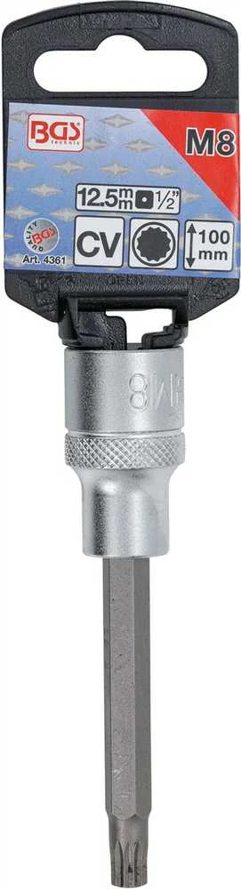 Bgs Technic Antgalis įpresuotas į galvutę | ilgis 100 mm | 12,5 mm (1/2") | Spline (XZN) | M8 (4361)