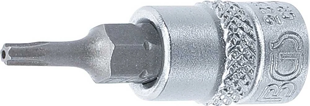Grąžtas BGS Atsuktuvo antgalis lizde – T10 antgalis, Torx, su anga – 1/4 colio tvirtinimas